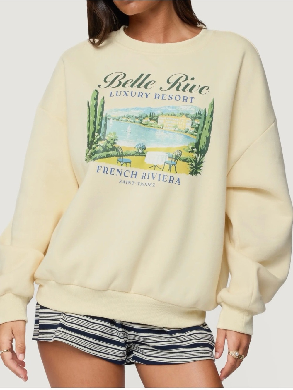 Edikted French Riviera Oversized Sweatshirt Butter Yellow